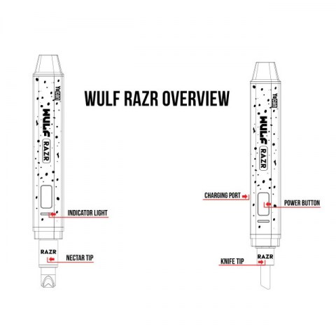 Yocan Wulf Modz Razr Nectar Collector Vaporizer And Hot knife Black Green spatter